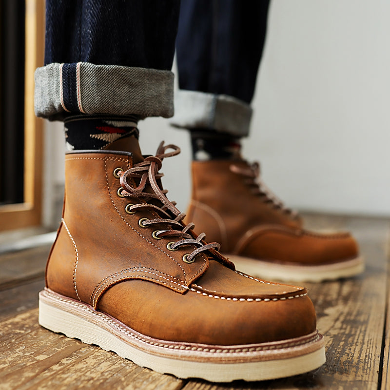 men's handmade leather ankle boots, view 3 - MRSLM