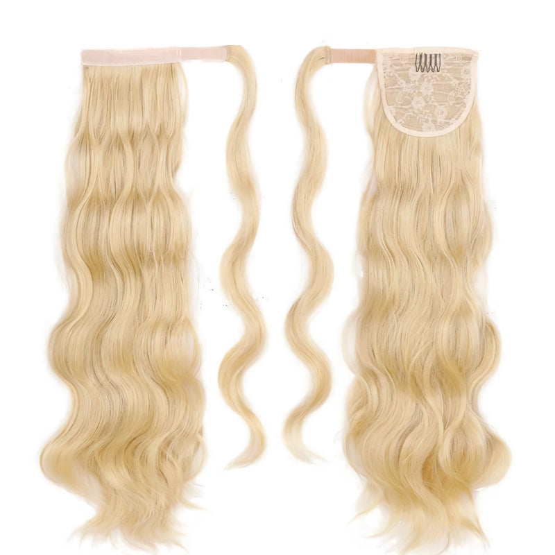 blonde wavy clip-in ponytail extension, view 3 - MRSLM