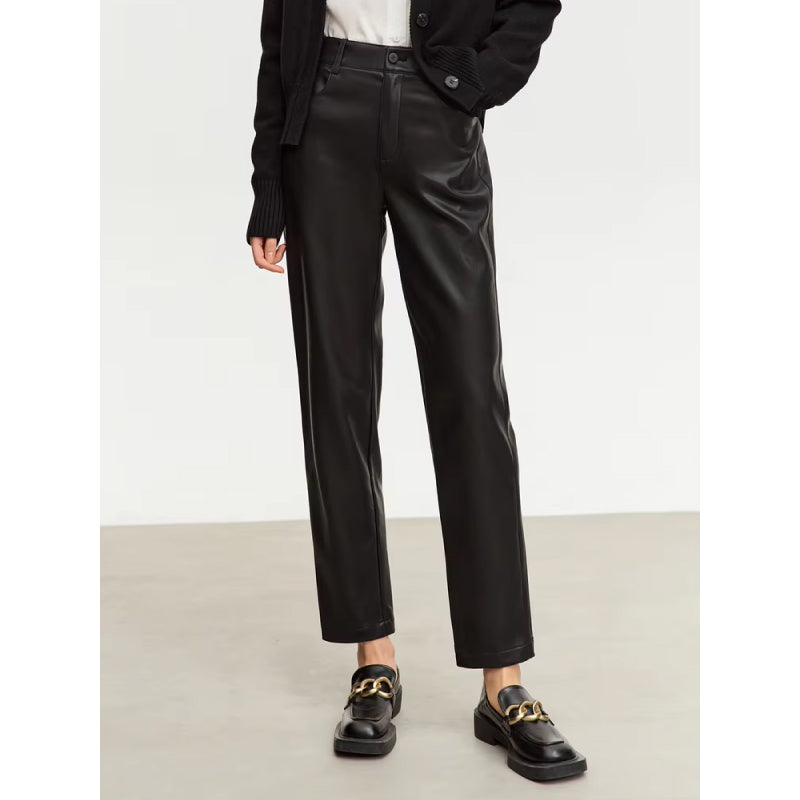 ankle-length pu leather pants, view 4 - MRSLM