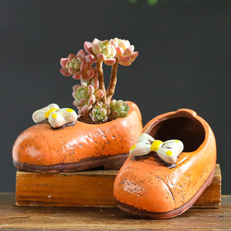 ceramic boot vase for succulents, view 10 - MRSLM