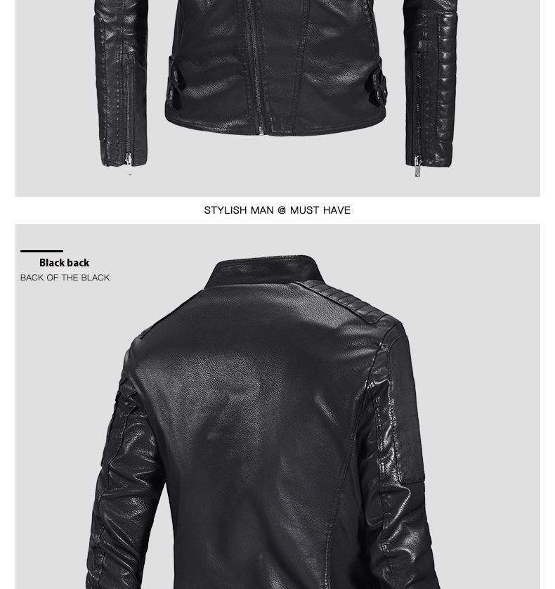 men's fleece-lined PU leather jacket, view 5 - MRSLM