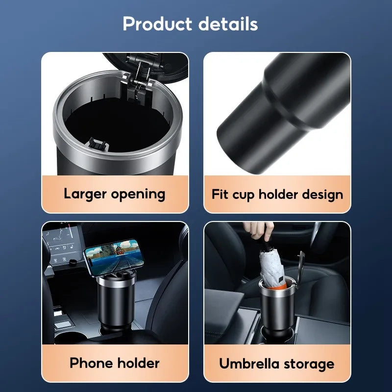 Portable car trash can with lid, view 6 - MRSLM