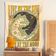 Sun moon cat tapestry wall hanging, view 13 - MRSLM