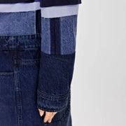 patchwork denim trench coat, view 6 - MRSLM