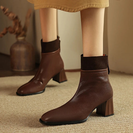women's square toe high heel Chelsea boots - MRSLM