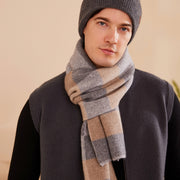 men's plaid cashmere scarf, view 3 - MRSLM