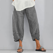 checkered panel cropped pants, view 3 - MRSLM