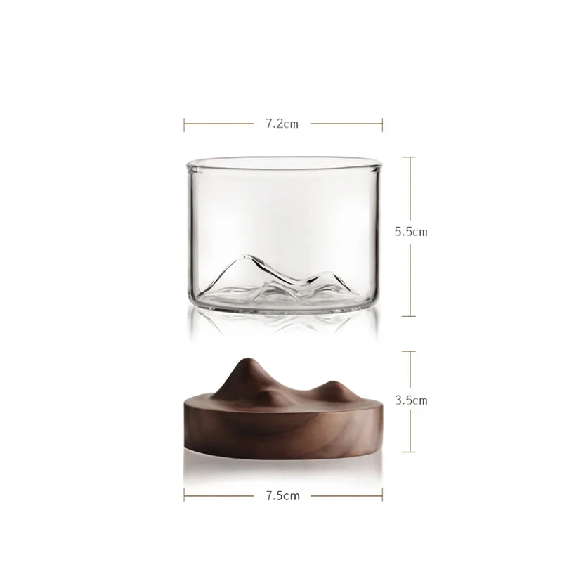 mountain whiskey glass with wooden base, view 13 - MRSLM