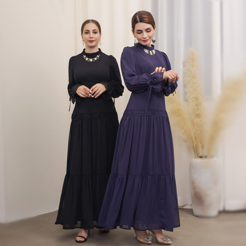 lace long sleeve maxi dress, view 10 - MRSLM