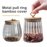 glass storage jars with bamboo lid, view 5 - MRSLM