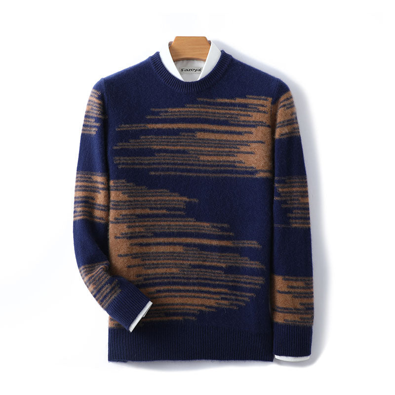 men's loose round neck sweater, view 8 - MRSLM