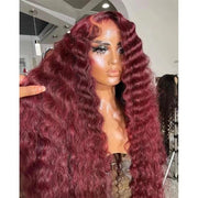 wine red long front lace wig, view 9 - MRSLM