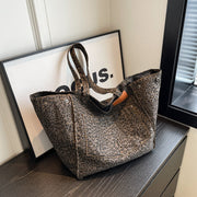 leopard print canvas shoulder bag, view 4 - MRSLM