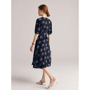 floral silk crepe de chine dress, view 7 - MRSLM