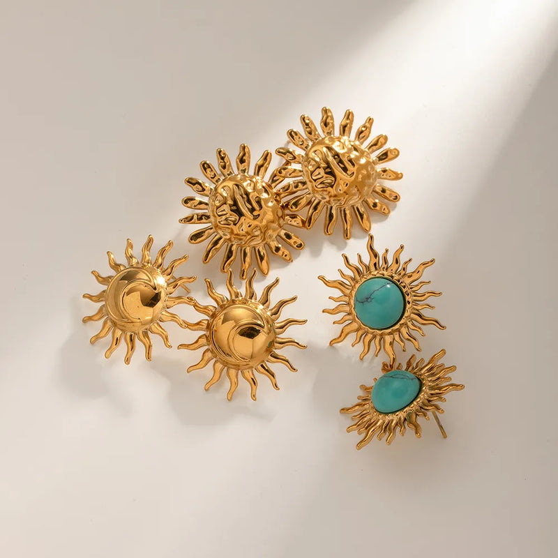 Turquoise sunflower dangle earrings - MRSLM