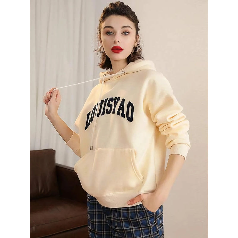 hooded drawstring embroidered patch hoodie, view 3 - MRSLM