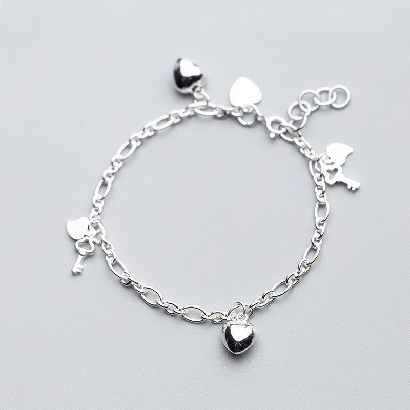 s925 silver heart and key bracelet - MRSLM