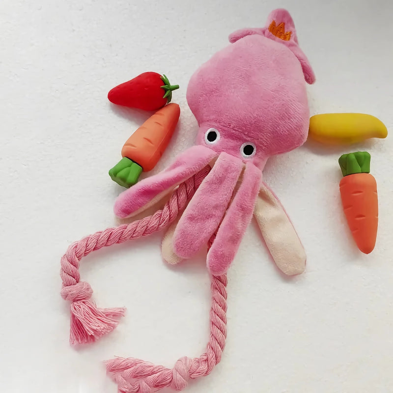 octopus plush rope dog toy, view 2 - MRSLM