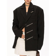 black notched collar blazer, view 2 - MRSLM