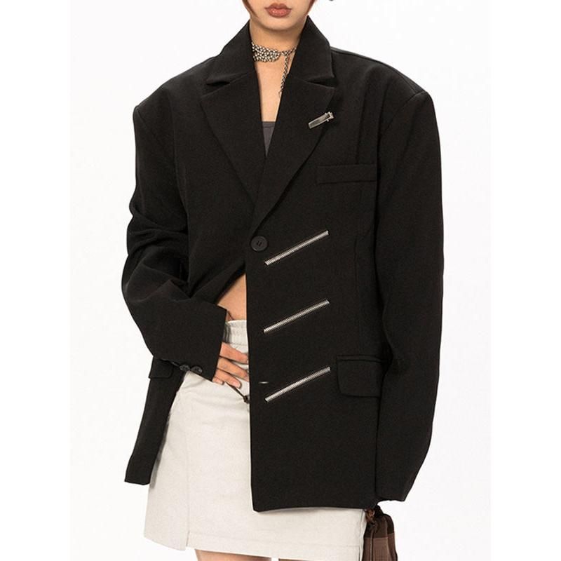 black notched collar blazer, view 2 - MRSLM