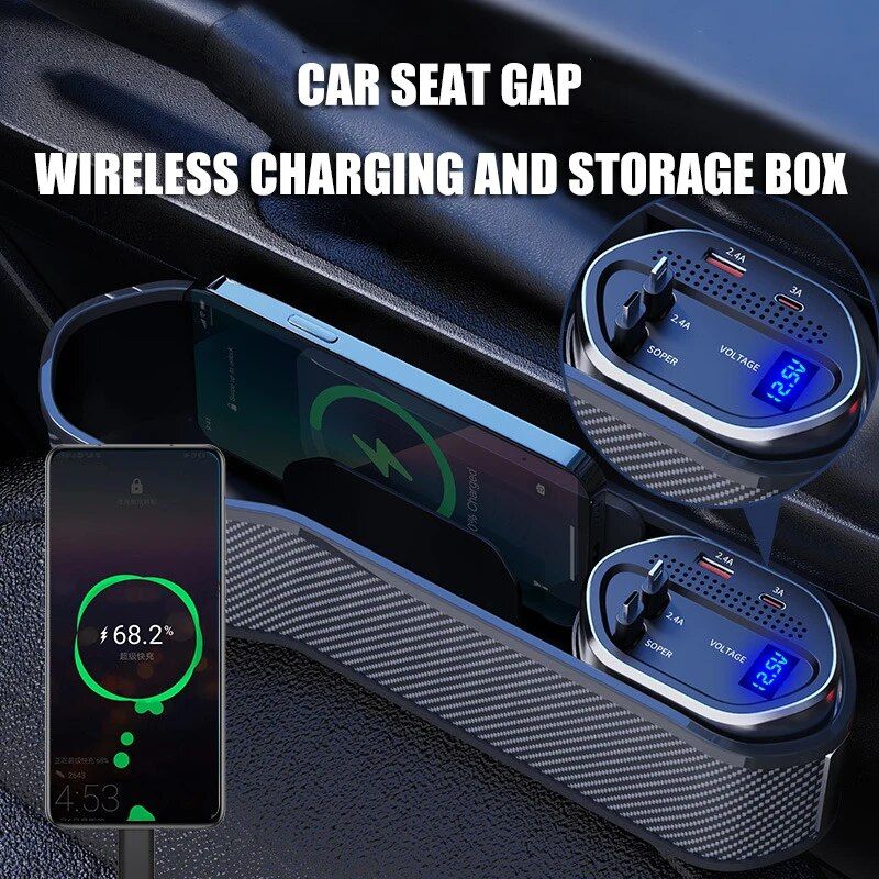 Multi-Function Car Seat Gap Organizer with Wireless & Fast Charging