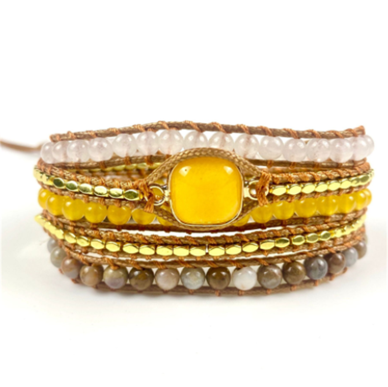 handwoven wax rope agate bracelet, view 3 - MRSLM