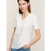women's embroidered v-neck tee, view 2 - MRSLM