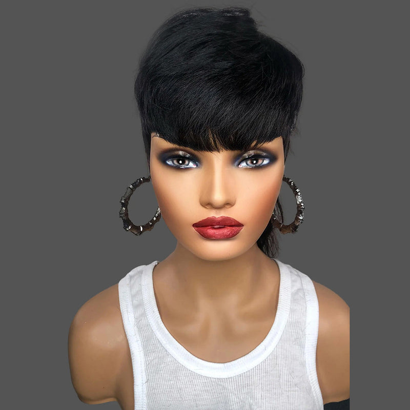 human hair wig with bangs, view 10 - MRSLM