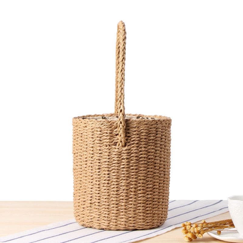 hand-made straw bucket bag, view 5 - MRSLM