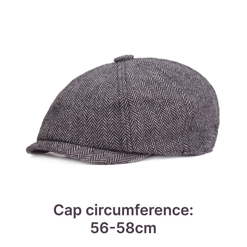 vintage wool herringbone flat cap, view 8 - MRSLM