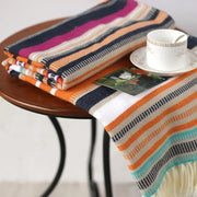 boho stripe knitted throw blanket, view 4 - MRSLM