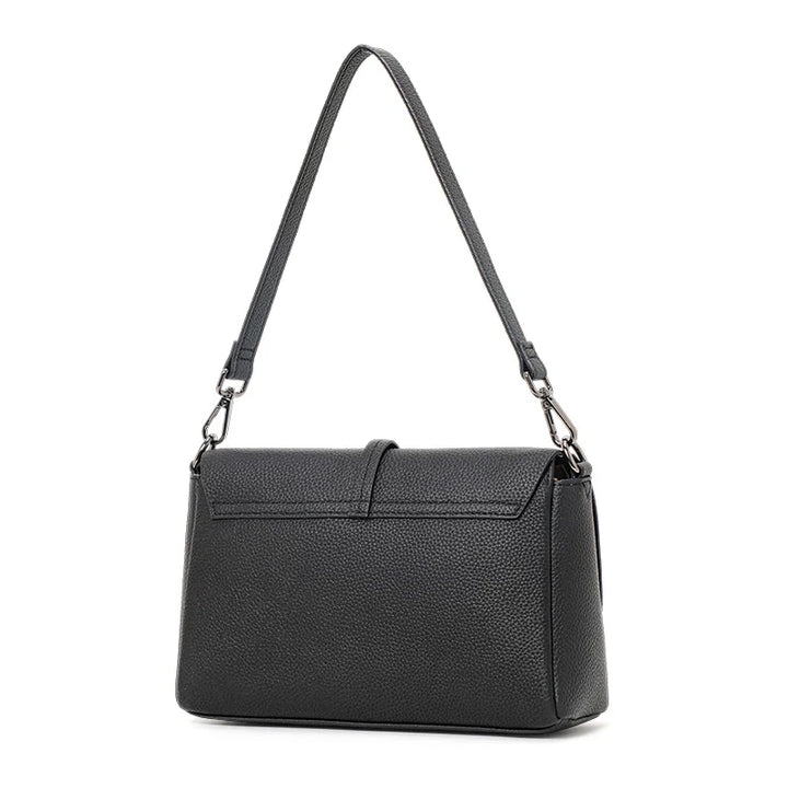 Elegant Black Cowhide Woven Shoulder Bag – Fashionable Handbag with Unique Woven Design