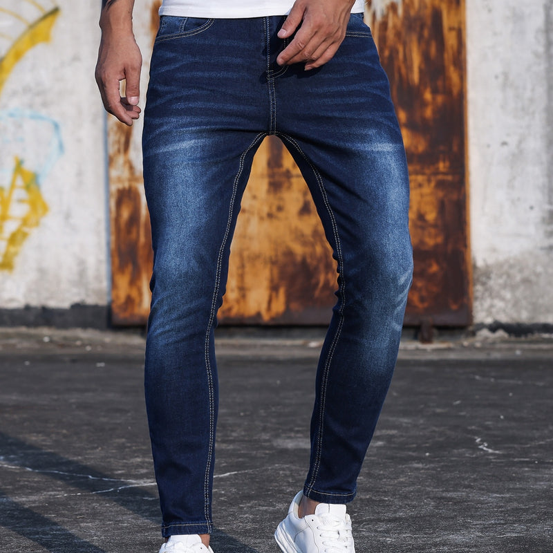 men's blue skinny denim pants - MRSLM