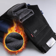 men's black fleece-lined jeans, view 3 - MRSLM