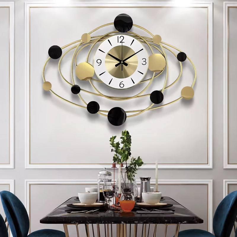 gold metal art wall clock, view 4 - MRSLM