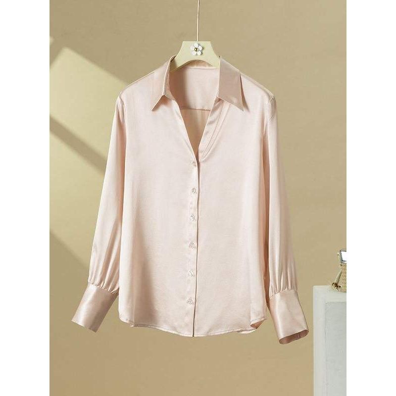 silk v-neck blouse, view 18 - MRSLM