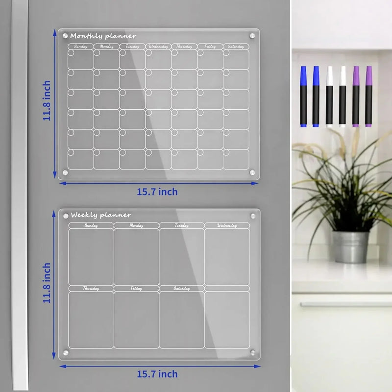 Clear acrylic magnetic fridge calendar board, view 7 - MRSLM