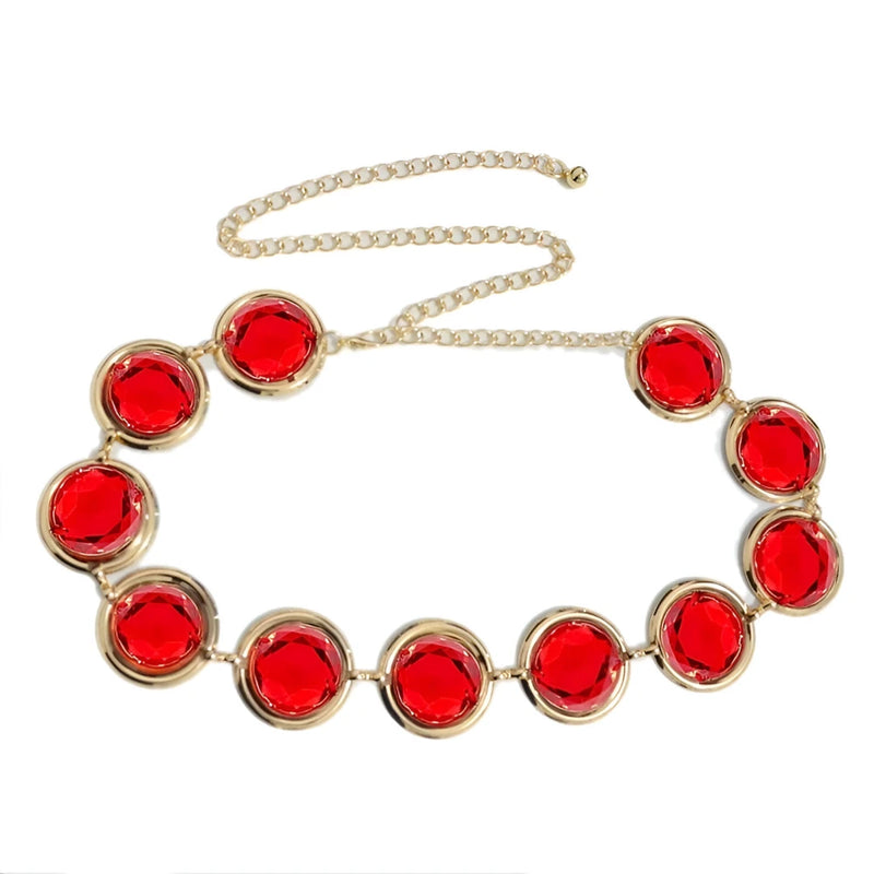 anime cosplay belt with red gem chain, view 6 - MRSLM