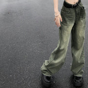 large size washed straight jeans for women, view 2 - MRSLM