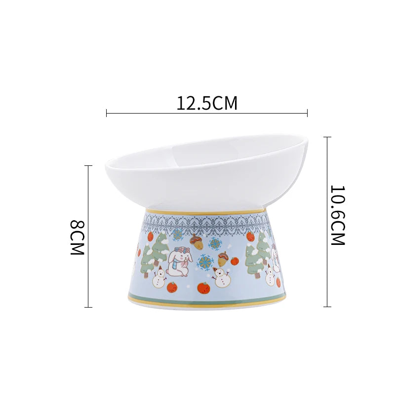 Hand-painted ceramic cat bowl, view 4 - MRSLM