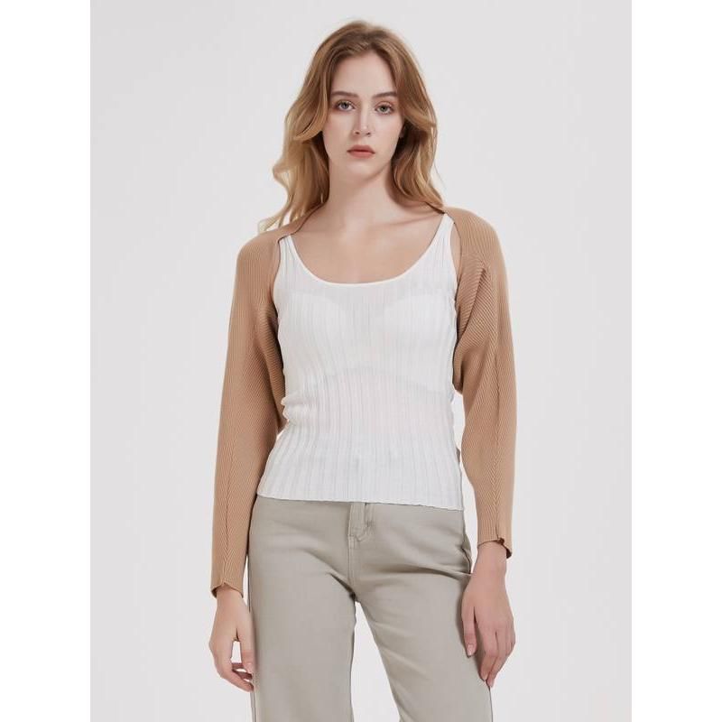 long sleeve knit crop top cardigan, view 7 - MRSLM