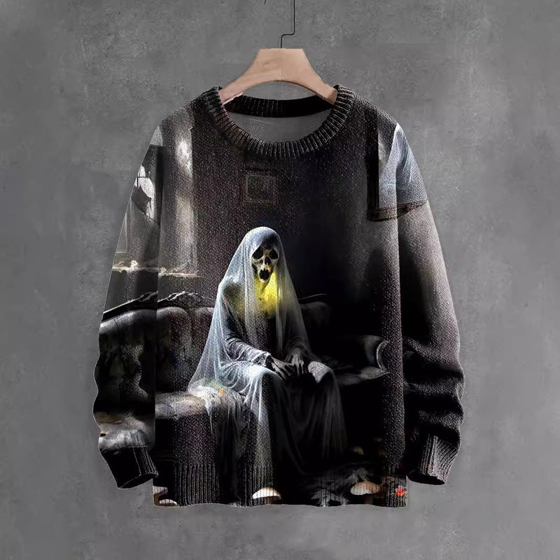 halloween ghost horror print sweater - MRSLM