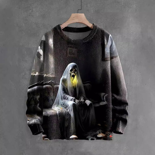 halloween ghost horror print sweater - MRSLM