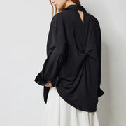 autumn back twist long sleeve blouse, view 8 - MRSLM
