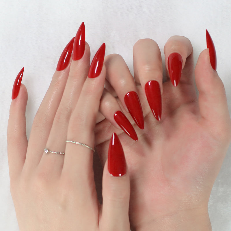 red stiletto press on nails, view 4 - MRSLM