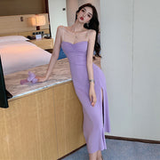 slim-fit long slit dress, view 3 - MRSLM