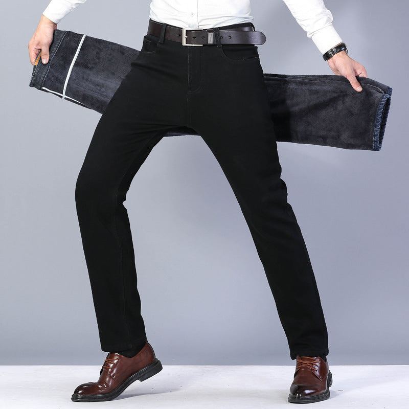 men's black fleece-lined jeans - MRSLM