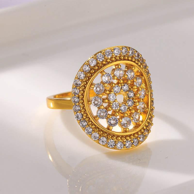 Cubic zirconia flora gold ring - MRSLM