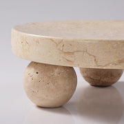 travertine sphere ball stand and tray, view 4 - MRSLM