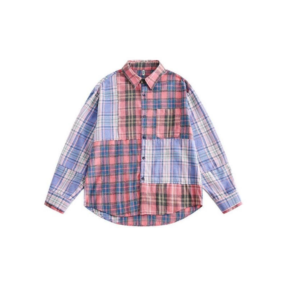 Women's Vintage Plaid Long Sleeve Blouse